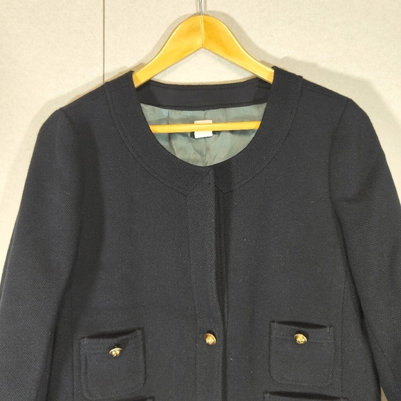 J Crew Black Jacket Size UK 14 Military Wool Mix - Picture 4 of 8